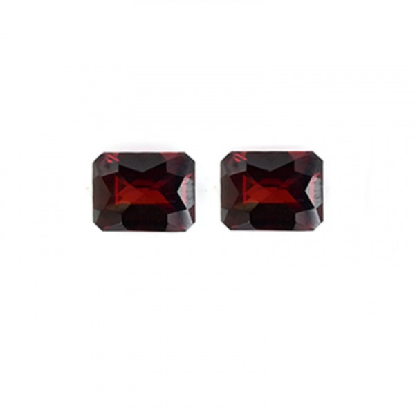 Garnet Emerald Cut 8x6mm Approximately 3 Carat Matching Pair, January Birthstone, Beautiful Red Color Stone, Carbuncle, For Earrings (21851)