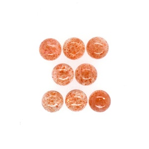 Natural Sunstone Cab Round 6mm Approximately 6 Carat, Beautiful Smooth Flat Bottom Orange Color Cabochon, For Jewelry Making (4997)