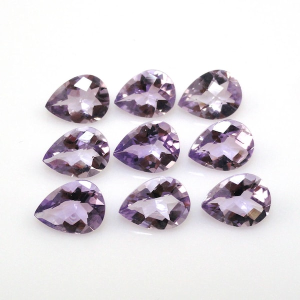 Lavender Amethyst Pear Shape 8x6mm Approximately 9 Carat, February Birthstone, Lilac Color, Sobriety Stone, Faceted Checkerboard Top (13479)