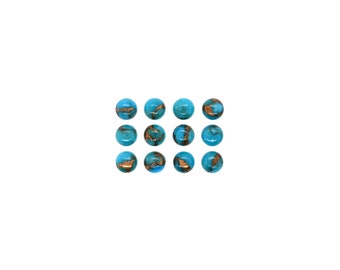 Blue Copper Turquoise Cab Round 5mm Approximately 6 Carat, Beautiful Blue Color Accented with Gold Tones, Perfect Ornamental Stone (5466)