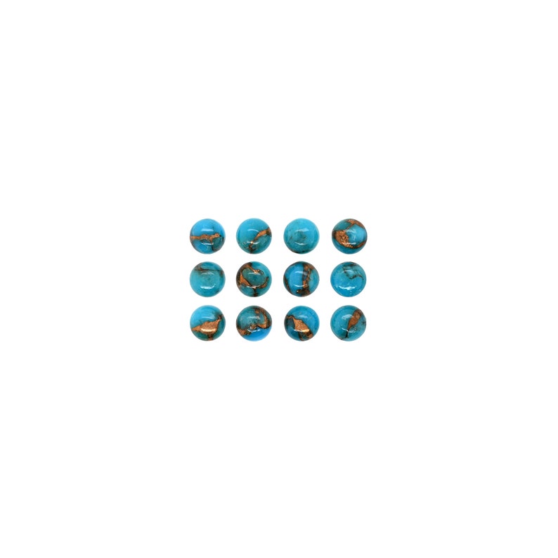 Blue Copper Turquoise Cab Round 5mm Approximately 6 Carat, Beautiful Blue Color Accented with Gold Tones, Perfect Ornamental Stone 5466 image 1