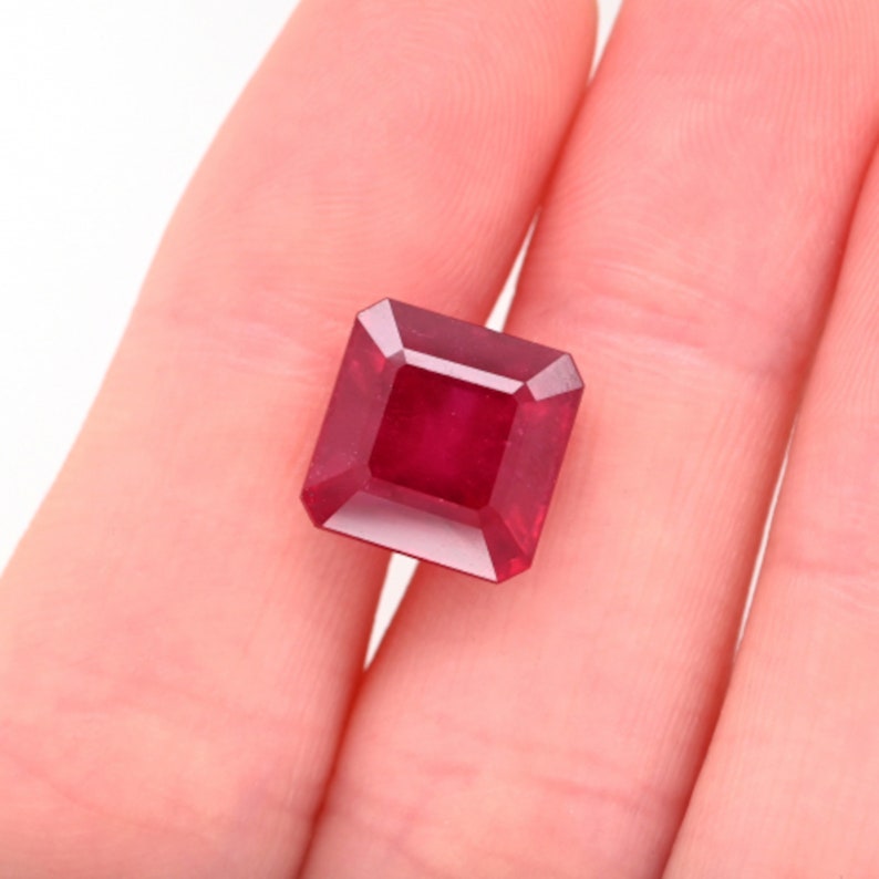 Sharp Sided Ruby Madagascar Ruby Emerald Square 10mm Approximately 7.35 Carat Single ...
