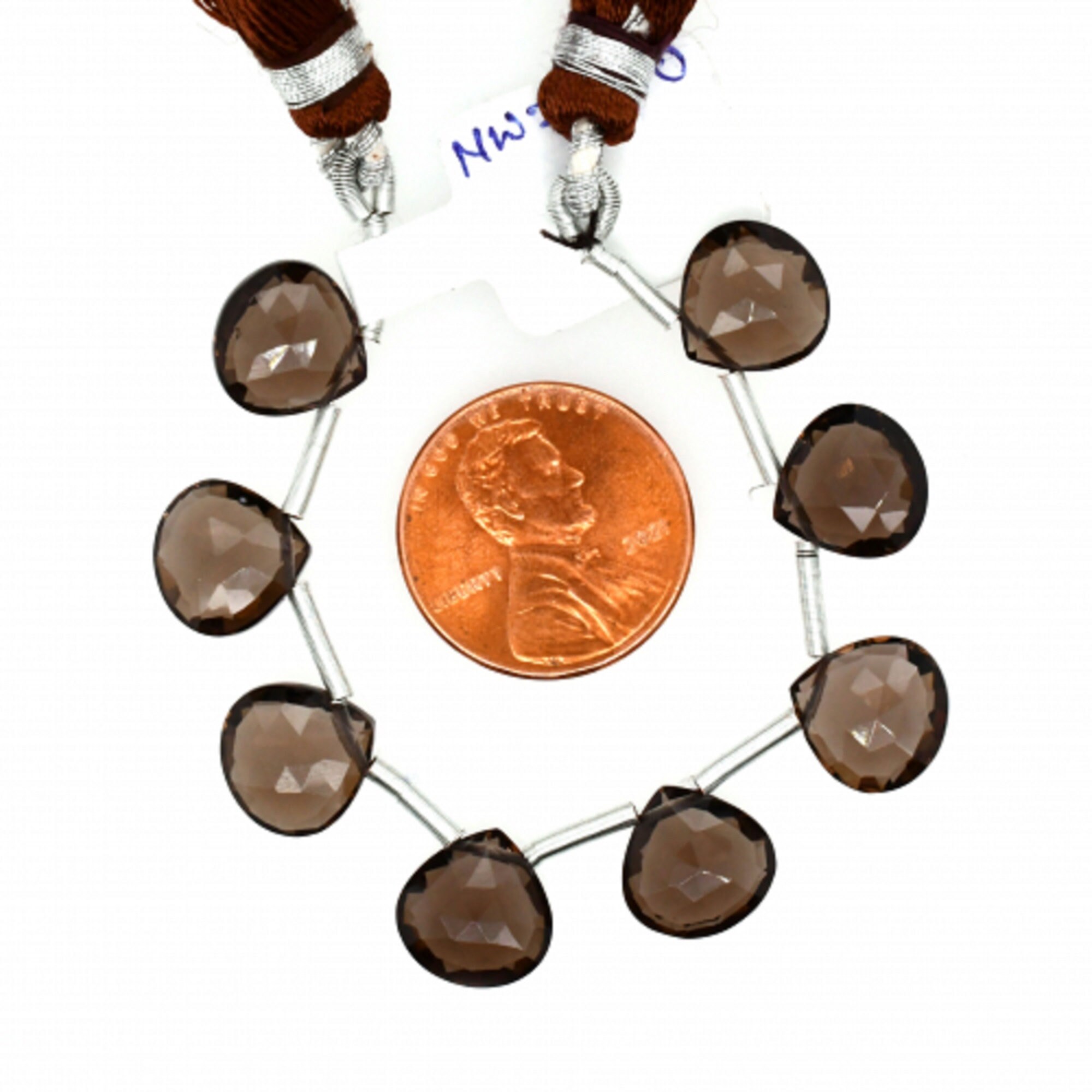 スモーキークォーツドロップス ハートシェイプ 10 x 10 mm ドリル