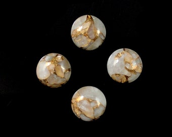 Copper Calcite Cab Round Shape 9mm Approximately 10 Carat, Beautiful Smooth Flat bottom Cabochons, For Jewelry Making (8370)
