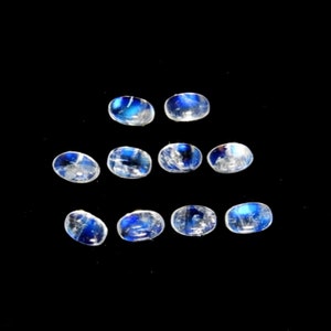 Rainbow Moonstone Cab Oval 5x3mm Approximately 2.50 Carat, A Variety of Feldspar, June Birthstone , Blue flash, For Jewelry Making (24780)