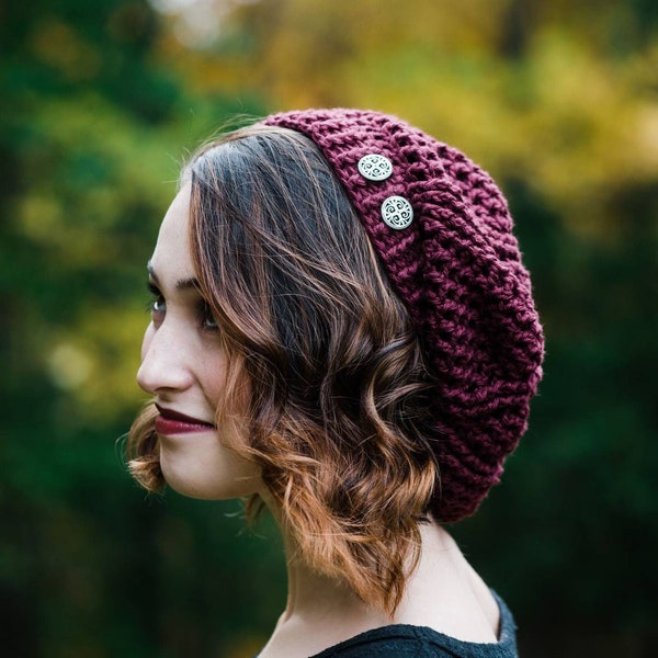 Cotton Slouchy Beret For Women - Teen Fall Fashion Beret - Modern Boho Beret - Slouch Hat for Women