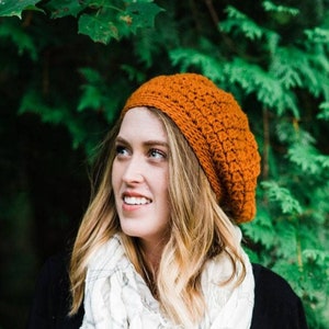 Slouchy Beret Hat for Women - Hand Knitted French Beret - Black Slouchy Beret Hat - Autumn Hat - Pumpkin Beret - Christmas Gift for Her