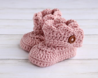 Baby Girl Boots - Wrap Around Newborn Boho Booties - Buttoned Soft Sole Shoes - It's A Girl Shower Gift - New Mom Present