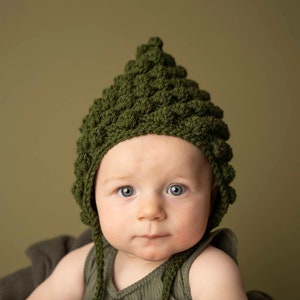Gender Neutral Perry Pixie Bonnet - Modern Boho Baby Gift - Unisex  Baby Bonnet - Newborn Photo Bonnet - Textured Bobble Bonnet