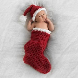 Baby Christmas Stocking - Newborn Christmas Photo Prop - Newborn Christmas Photo Outfit - Baby&#39;s First Christmas Photos - Christmas Baby