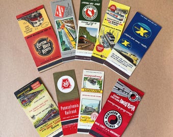 Vintage Railroad Matchbook Covers Set of 9: 1950s Streamliner Era Advertising – Railroadiana Tobacciana Ephemera