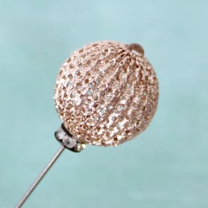 Antique Edwardian Hatpin, Filigree Globe, Rhinestone Collar, Early 1900s Fashion Collectible, Art Nouveau, Round Sparkly Delicate Stickpin
