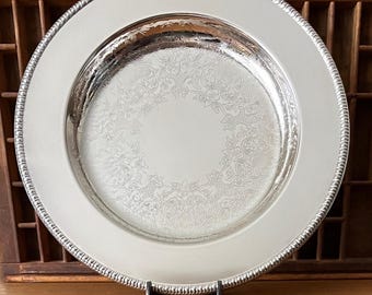 Vintage Wm Rogers Silver Plate Tray:  Farmhouse Table Decor, Wedding Display, Elegant Entertaining