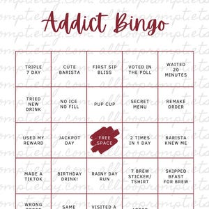 7 Brew Addict Bingo | Printable Coffee Game | Instant Download