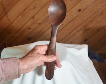 Hand carved walnut mixing spoon:12.75" (324mm) X 2.625" (67mm)