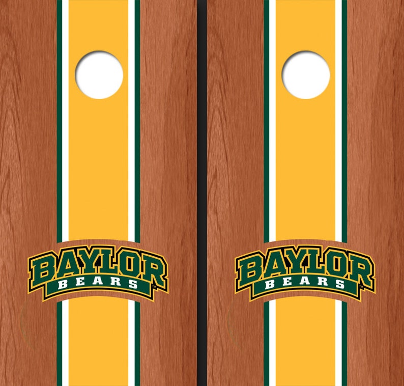 Corn Hole NCAA Baylor University Arch Yellow Rosewood Matching Long Strip Cornhole Boards BU-9020