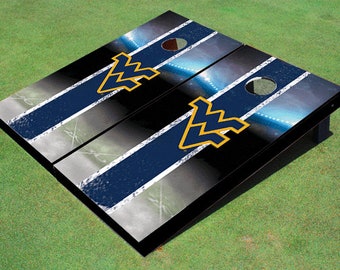 West Virginia University Alternating Triangle Cornhole Boards West Virginia University Alternating Triangle Cornhole Boards