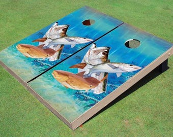 Custom Guy Harvey Tarpon Bone Red Fish Cornhole Boards