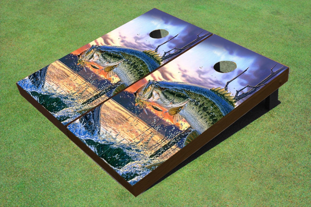 customcorntoss really hooked fish co Catfish, On! for Corn Hole Boards Shop Vinyl Design Redfish Speckled Trout Rock Flag
