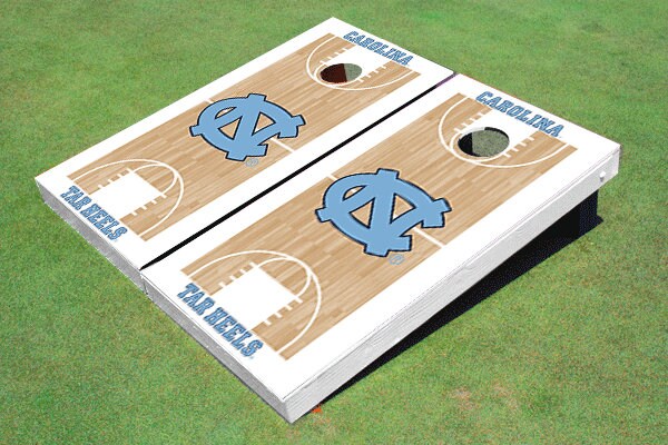 University of North Carolina "UNC" Matching White Basketball Court Custom Cornhole Board