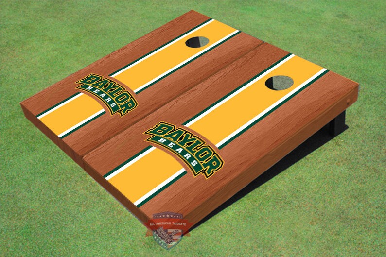 Corn Hole NCAA Baylor University Arch Yellow Rosewood Matching Long Strip Cornhole Boards BU-9020