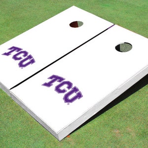 Corn Hole NCAA Texas Christian University TCU White Solid Cornhole Boards