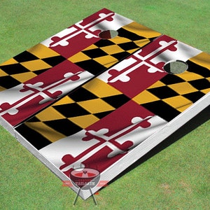 Custom Corn Hole Maryland State Wavy Flag Graphic Cornhole Boards