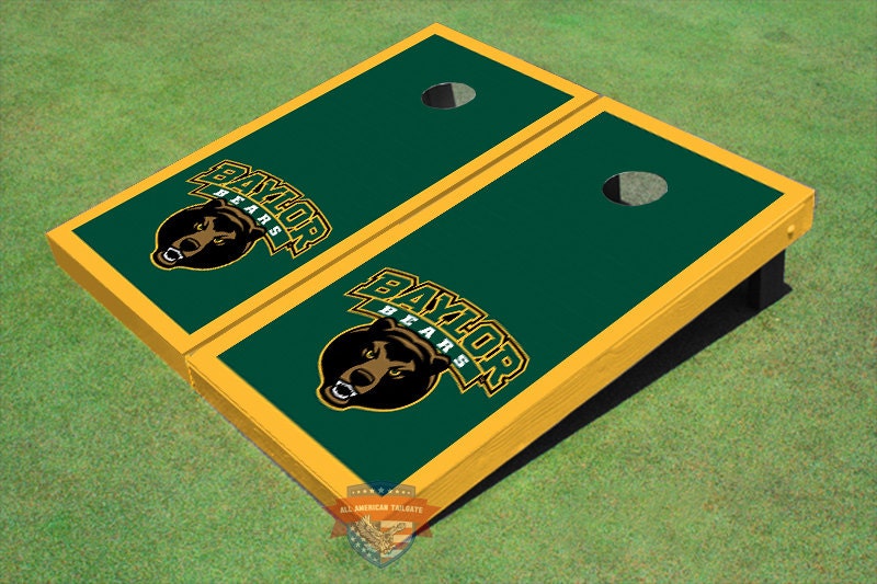 Corn Hole NCAA Baylor University Bear Head Hunter Green | Etsy