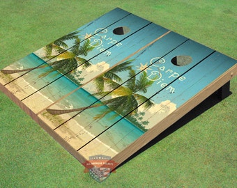 Custom Corn Hole Beach Carpe Diem Graphic Cornhole Boards