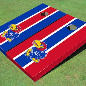 University Of Kansas Jayhawks Alternating Long Stripe Cornhole Boards