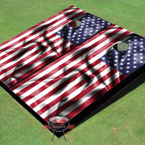 Custom Corn Hole USA Wavy Flag Graphic Cornhole Boards