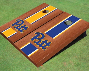 University of Pittsburgh Rosewood Alternating Long Stripe Cornhole Boards