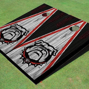 University Of Georgia Bulldog Mark Wood Look Custom Cornhole Board