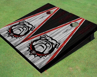 University Of Georgia Bulldog Mark Wood Look Custom Cornhole Board