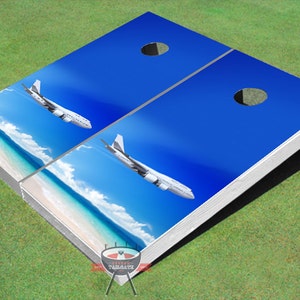 Custom Corn Hole Plane Beach Graphic Cornhole Boards