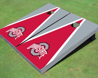 Ohio State University Red and Gray Matching Triangle Cornhole Boards