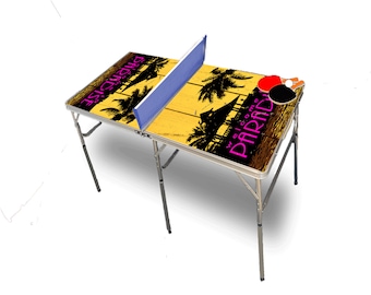 Beach Sunset 3 Portable Tennis Ping Pong Folding Table w/Accessories