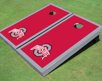 Ohio State University Gray Matching Border Cornhole Boards
