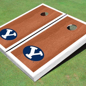 Brigham Young University BYU White Rosewood Matching Border Cornhole Boards
