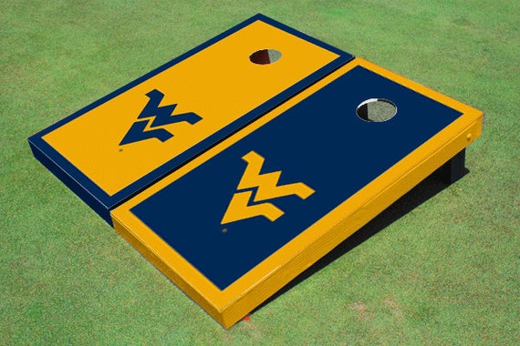 West Virginia University Alternating Triangle Cornhole Boards West Virginia University Alternating Triangle Cornhole Boards