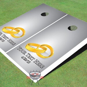 Custom Corn Hole Rings Gold Wedding Themed Cornhole Boards