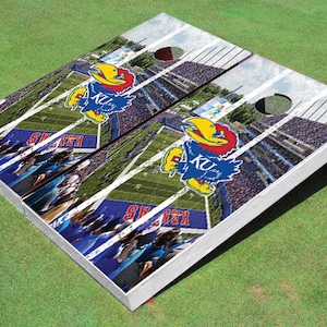University Of Kansas Jayhawks Stadium Long Stripe Themed Cornhole Boards