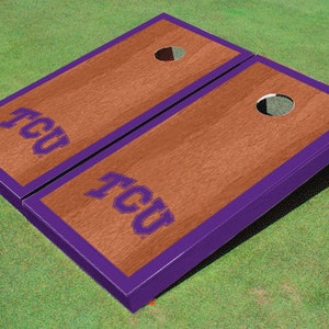 Texas Christian University &quot;TCU&quot; Purple Rosewood Matching Border Cornhole Boards