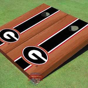 University Of Georgia &quot;G&quot; Black Rosewood Matching Long Stripe Cornhole Boards