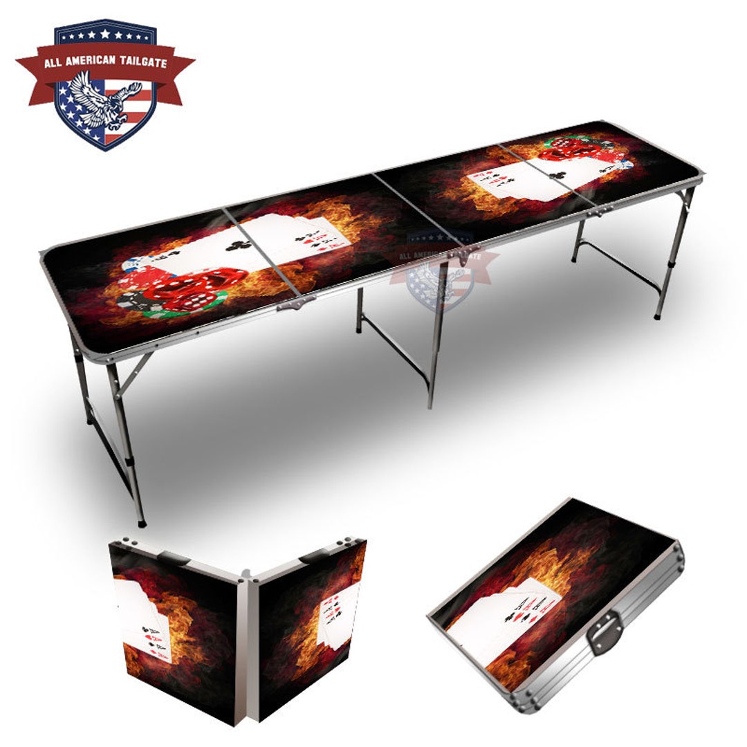 Custom Chips and Cards on Fire Graphic 8 Ft Tailgate Table - Etsy