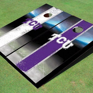 Texas Christian University &quot;TCU&quot; Field Long Stripe Alternating Themed Cornhole Boards