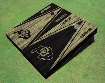 University of Colorado Alternating Wood Look Triangle Cornhole Boards
