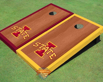 Corn Hole NCAA Iowa State University "I" Rosewood Alternating Border Cornhole Boards