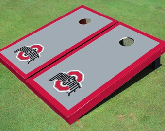 Ohio State University Red Matching Border Cornhole Boards