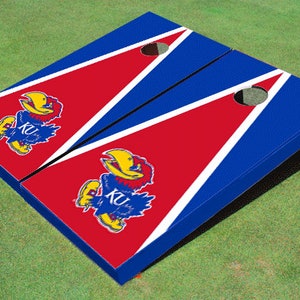 University Of Kansas Jayhawks Red and Royal Blue Matching Triangle Cornhole Boards